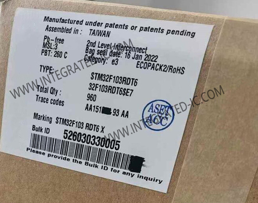 STM32F103RDT6 Microcontroller MCU Hiệu suất mật độ cao ARM Cortex-M3 MCU 32 bit