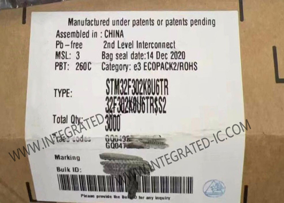 STM32F302K8U6TR Máy vi điều khiển MCU 72MHz Máy vi điều khiển đơn lõi 32 bit UFQFPN-32