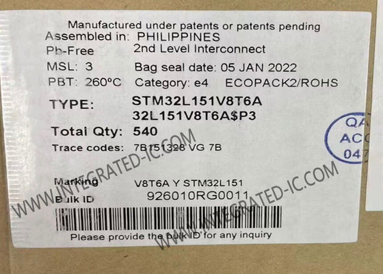 STM32L151V8T6A Máy vi điều khiển MCU 32MHz Máy vi điều khiển đơn lõi 32 bit LQFP100