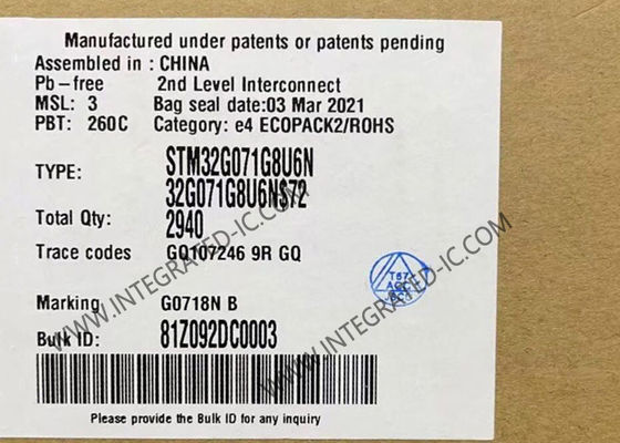 Vi điều khiển STM32G071G8U6N MCU 32-Bit Arm Cortex-M0+ Vi điều khiển UFQFPN-28 MCU hiệu năng cao