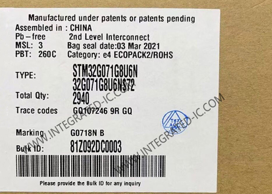 Vi điều khiển STM32G071G8U6N MCU 32Bit Vi điều khiển 64MHz STM32 MCU chủ đạo