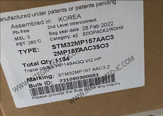 STM32MP157AAC3 ARM Lõi Kép 32-Bit 209MHz Bộ Vi Xử Lý Nhúng 361-TFBGA