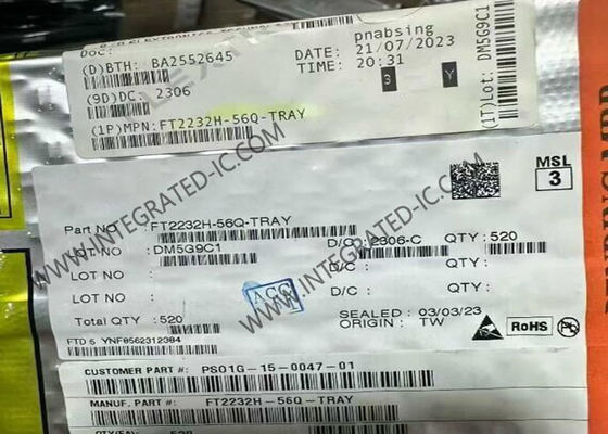 Chip mạch tích hợp FT2232H-56Q 70mA Bộ điều khiển USB tốc độ cao kép VQFN56