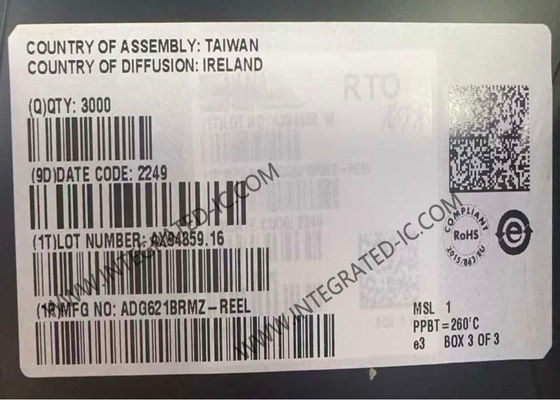 ADG621BRMZ Integrated Circuit Chip Dual SPST Switch IC với gói MSOP 10 dẫn 2.7V đến 5.5V Cung cấp đơn và ±2.7V đến ±5.5V Cung cấp kép