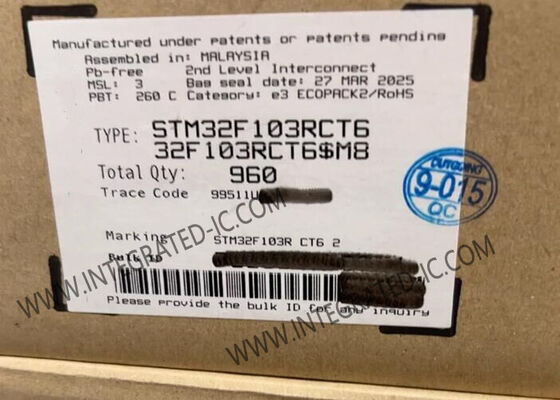 STM32F103RCT6 Máy vi điều khiển 32 bit với lõi ARM Cortex-M3, tốc độ 72MHz, bộ nhớ flash 256KB và ADC 12 bit