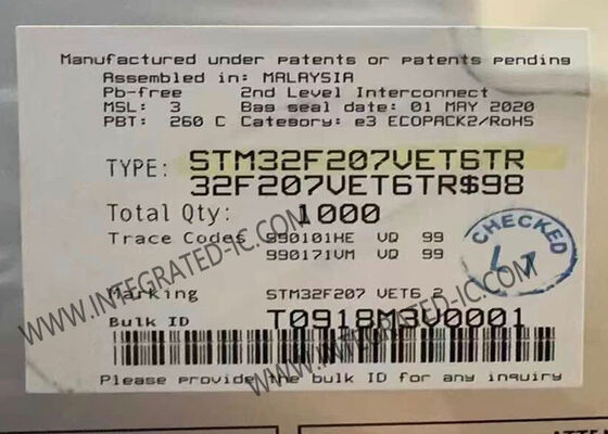 STM32F207VET6TR Máy vi điều khiển MCU ARM Cortex-M3 120MHz 512KB Flash 100-LQFP gói
