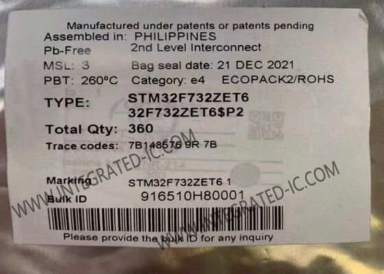 Vi điều khiển STM32F732ZET6 MCU Lõi đơn 216MHz với I/O tốc độ cao và Vỏ 144LQFP