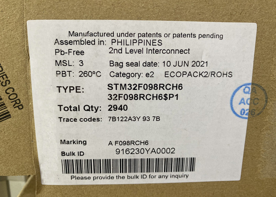 Chip mạch tích hợp 64-UFBGA STM32F098RCH6 STM32F098 48MHz IC vi điều khiển