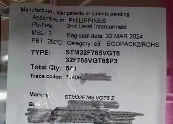 Chip Mạch Tích Hợp STM32F765VGT6 IC Vi Điều Khiển Lõi Đơn 1MB 100-LQFP