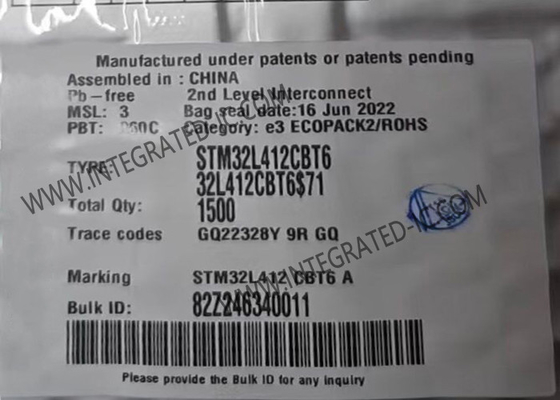 Bộ vi điều khiển Flash 128KB MCU STM32L412CBT6 Chip vi điều khiển 80 MHz LQFP48