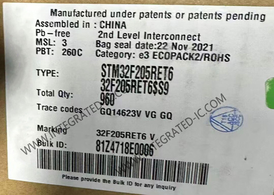 Bộ vi điều khiển MCU IC STM32F205RET6 FLASH 64-LQFP Gắn bề mặt gói
