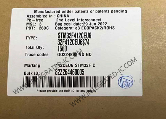 Vi điều khiển STM32F412CEU6 MCU 100MHz 32Bit IC Vi điều khiển UFQFPN48 MCU nhúng