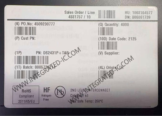 IC Chip Bộ nhớ EEPROM 1-Wire DS2431P 1024-Bit với Gói TSOC-6 và Tổ chức 256 x 4