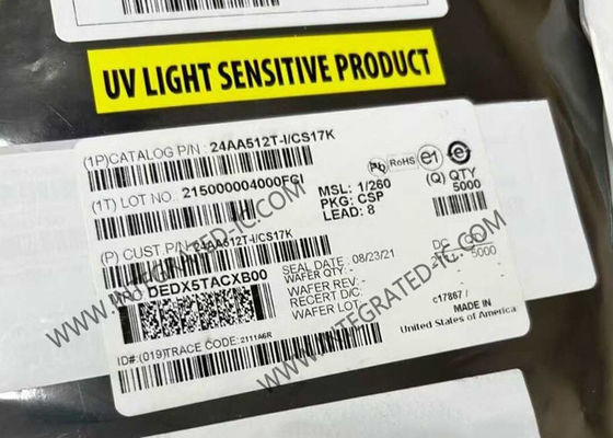 24AA512T-I/CS17K 512Kbit 1,7V đến 5,5V 400 kHz Chip IC bộ nhớ EEPROM nối tiếp với giao diện I2C