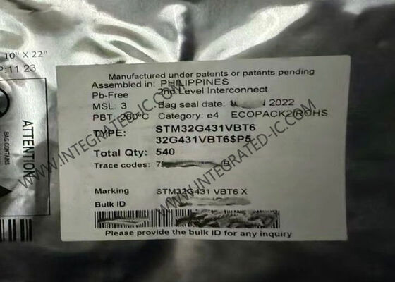 Bộ vi điều khiển STM32G431VBT6 hiệu suất cao MCU 100LQFP 32Bit lõi đơn