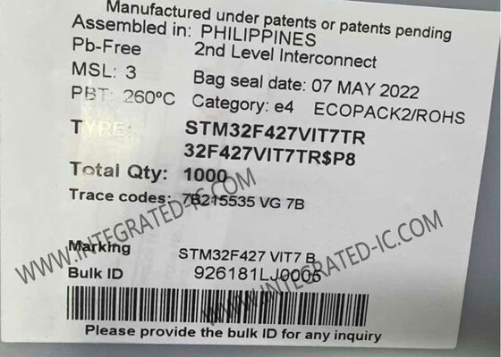 Vi điều khiển STM32F427VIT7TR MCU 32-Bit 180MHz ARM Cortex-M4 với bộ nhớ Flash 2MB