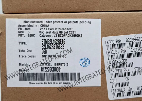 Vi điều khiển STM32L162RET6 MCU với ARM Cortex-M3 32MHz, bộ nhớ Flash 512KB và 51 chân I/O