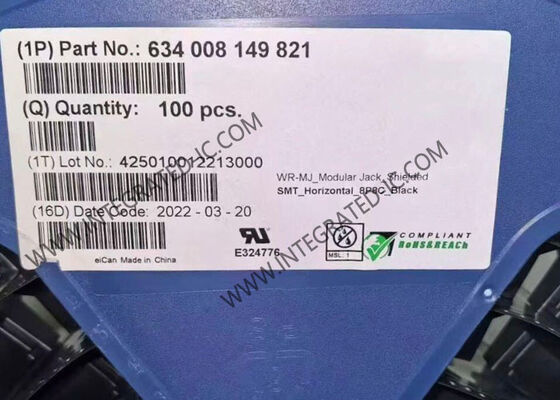 634008149821 RJ45 Connector được bảo vệ với kết thúc liên lạc vàng và mặt đất 8P8C Jack Modular Connector