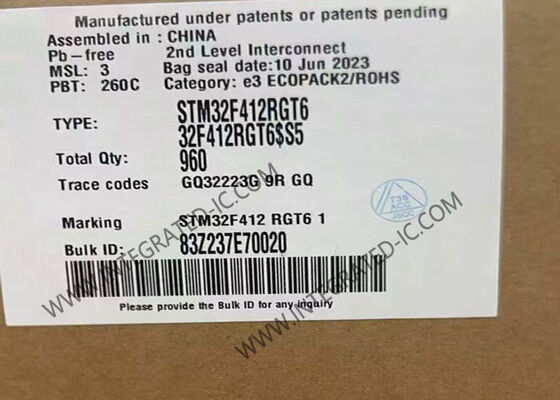 IC vi điều khiển gắn trên bề mặt STM32F412RGT6 100MHz 1MB FLASH 64-LQFP