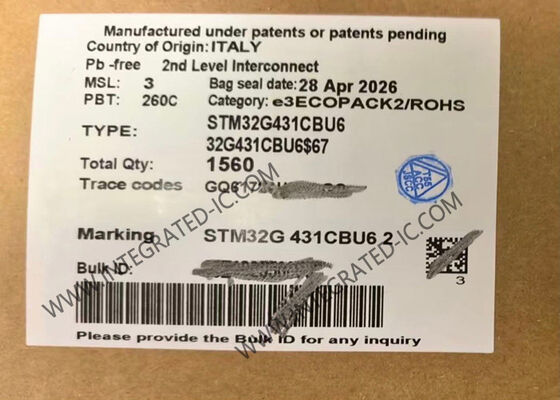 Vi điều khiển STM32G431CBU6 MCU với tốc độ 170MHz, bộ nhớ Flash 128KB và lõi RISC 32-bit IC Chip