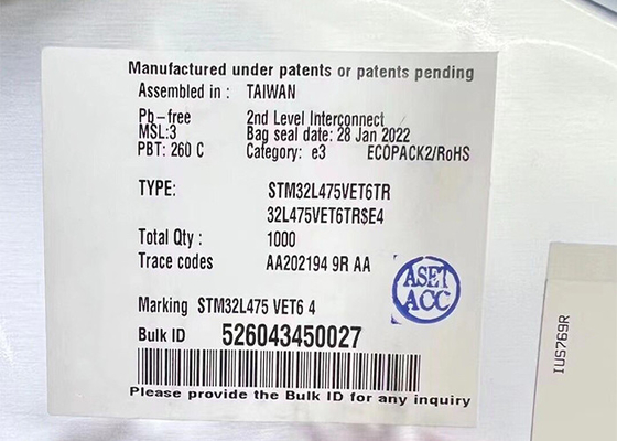 Máy vi điều khiển 80MHz MCU STM32L475VET6TR Máy vi điều khiển 32 bit IC 100-LQFP