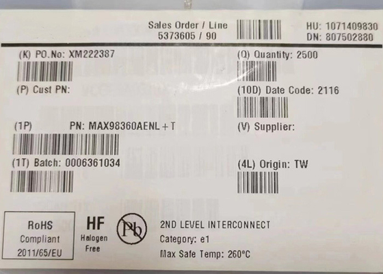 Chip mạch tích hợp MAX98360AENL 1-Channel Class-D Audio Amplifier 9-XFBGA