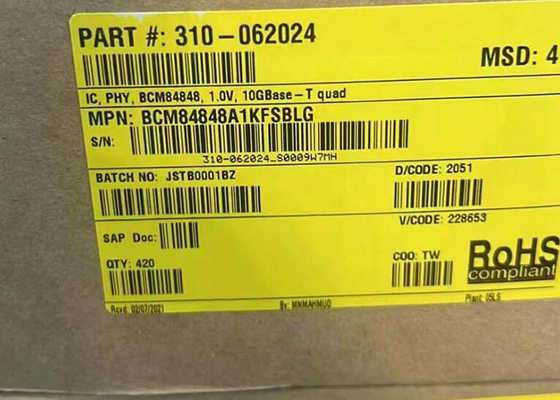 Ethernet IC BCM84848A1KFSBLG Bốn cổng 10GBASE-T Transceiver IC BGA Package