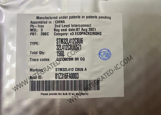 Bộ vi điều khiển ARM MCU STM32L412C8U6 ARM Cortex M4 RISC 64KB Flash 48-UFQFPN
