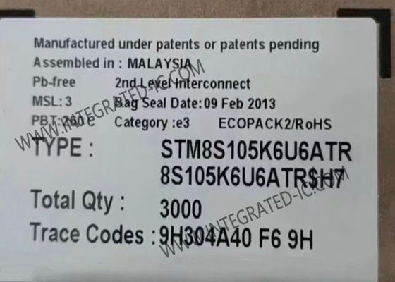 STM8S105K6U6ATR Vi điều khiển MCU 16 MHz Đường truy cập chính thống 8-bit MCU UFQFN-32