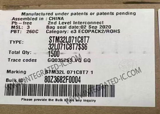 Microcontroller MCU STM32L071C8T7 Tối đa 32MHz STM32 Ultra Low Power MCU LQFP-48
