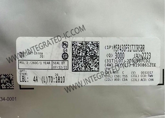 MSP430F5172IRSBR Máy vi điều khiển MCU 16Bit MCU 25MHz Máy vi điều khiển tín hiệu hỗn hợp