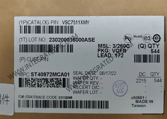 IC Ethernet VSC7511XMY 1.2V, Bộ chuyển mạch Ethernet Gigabit 4 cổng Lớp 2 trong Gói VQFN-172