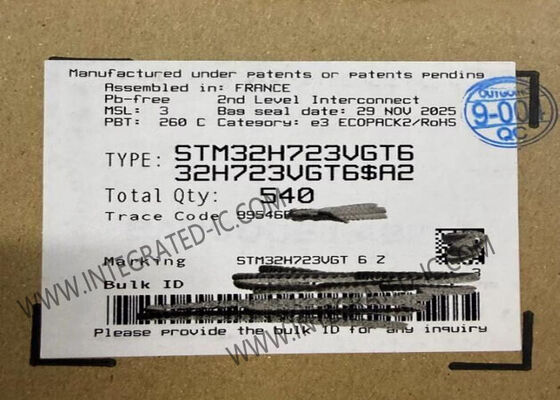 STM32H723VGT6 Máy vi điều khiển ARM Cortex-M7 MCU 550MHz 1MB FLASH 80 GPIO LQFP-100 IC