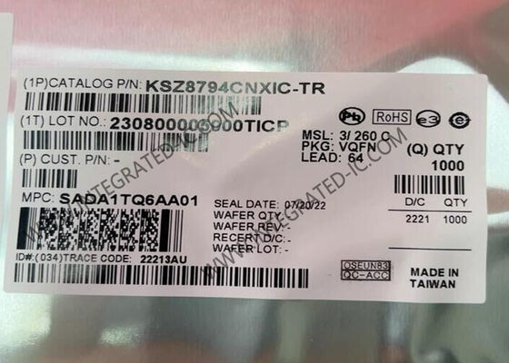 Chip IC Ethernet KSZ8794CNXIC, Bộ chuyển mạch Ethernet được quản lý 4 cổng, trong gói QFN-64