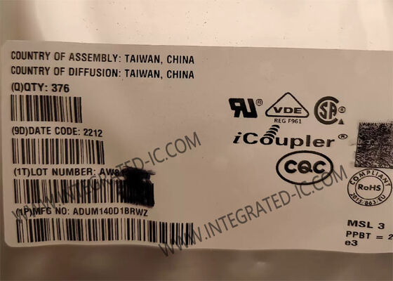 Chip IC cách ly kỹ thuật số ADUM140D1BRWZ với cách ly 3750Vrms 4 kênh Tốc độ dữ liệu 150Mbps